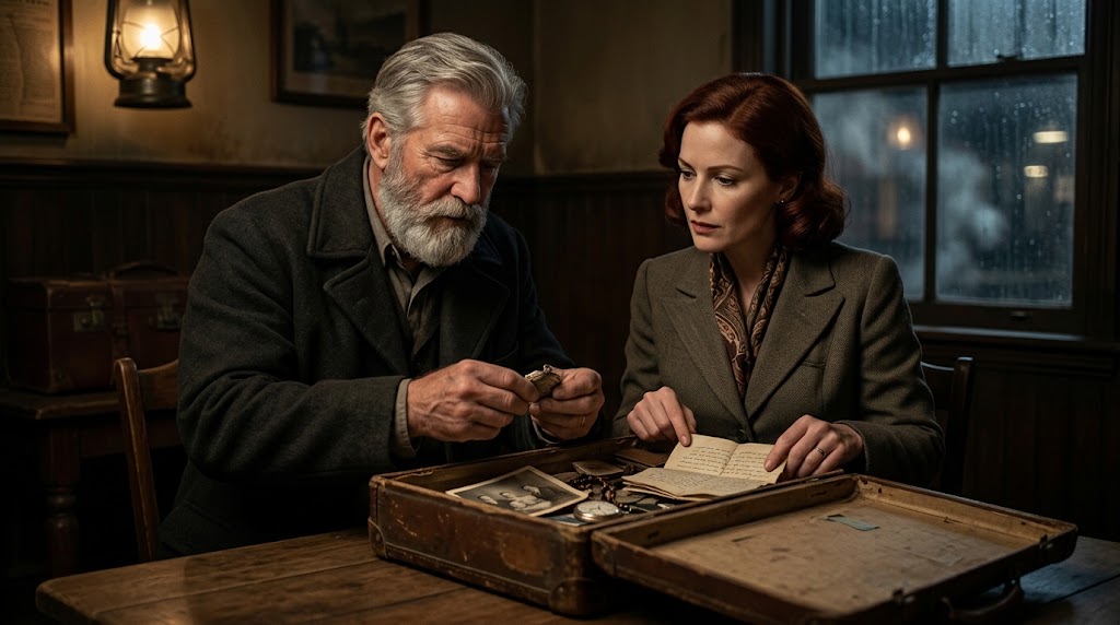 The Things We Carry — Sean and Eljara examining an old travelling case